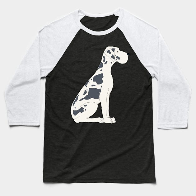 Black and White Great Dane Dog Baseball T-Shirt by JunkyDotCom